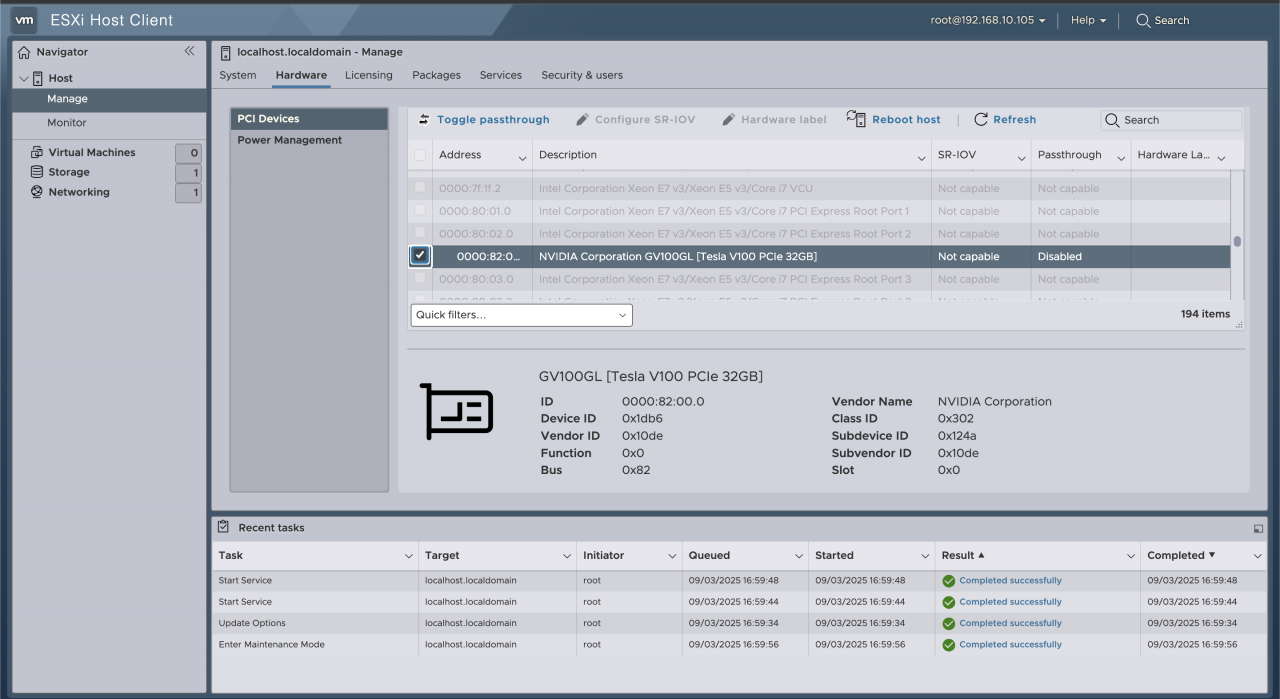 passthru setup ESXi for GPU